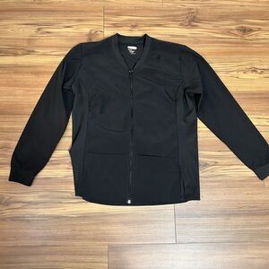 Scrubaid Black Zip Front Jacket Tapered Fit Stretch Women’s L 14-16